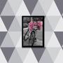 Imagem de Quadro Decorativo Fotografia Bicicleta Flores Rosas 34x23cm