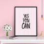 Imagem de Quadro Decorativo Frase Yes You Can 24x18cm