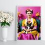 Imagem de Quadro Decorativo Frida Com Cachorrinho 33X24Cm - Com Vidro