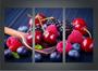 Imagem de Quadro Decorativo Frutas Cozinha Restaurantes Gourmet Com 3 peças Com Moldura