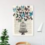 Imagem de Quadro Decorativo Gaiola Com Borboletas Com Vidro 24X18Cm