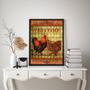 Imagem de Quadro Decorativo Galo Galinha Country 24x18cm - com vidro