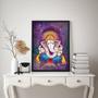 Imagem de Quadro Decorativo Ganesha 24x18cm c/ Vidro - Madeira Preta