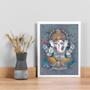 Imagem de Quadro Decorativo Ganesha Fundo Cinza 45x34cm - Vidro