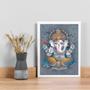 Imagem de Quadro Decorativo Ganesha FundoCinza 45x34cm - com vidro