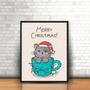 Imagem de Quadro Decorativo Gatinho Merry Christmas 45x34cm