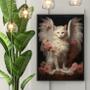 Imagem de Quadro Decorativo Gato Anjo Floral 45x34cm - com vidro