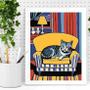 Imagem de Quadro Decorativo Gato Na Sala 45X34Cm