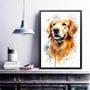 Imagem de Quadro Decorativo Golden Retriever Aquarela 24X18Cm