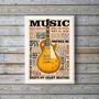 Imagem de Quadro Decorativo Guitarra MusicAmarela 45x34cm - com vidro