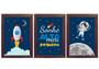 Imagem de Quadro Decorativo Infantil Astronauta Espaço Sideral Foguete