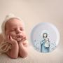 Imagem de Quadro Decorativo Infantil de Porcelana Pintado a Mão Quadro Quarto Bebe - Oração Santo Anjo com Nossa Senhora Azul