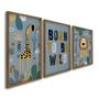 Imagem de Quadro Decorativo Infantil Pequenos Selvagens com 3 Telas 50x75 ou 60x90 de Parede para Quarto Sala Brinquedoteca