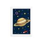 Imagem de Quadro Decorativo Infantil Sistema Solar Saturno 33x43cm Moldura Branca