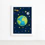 Imagem de Quadro Decorativo Infantil Sistema Solar Terra 22x32cm Moldura Branca