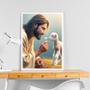 Imagem de Quadro Decorativo Jesus Com Cordeirinho 33X24Cm - Com Vidro