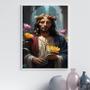 Imagem de Quadro Decorativo Jesus Com Flores 33X24Cm - Com Vidro