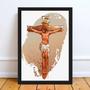 Imagem de Quadro Decorativo Jesus Cruxificado 45X34Cm Moldura Branca