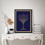 Imagem de Quadro Decorativo Judaico Menorah 24x18cm - com vidro