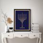 Imagem de Quadro decorativo Judaico menorah 33x24cm madeira preta