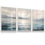 Imagem de Quadro Decorativo Kit 3 Abstrato Praia Tons Azuis Minimalista 43x63cada