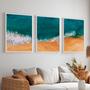 Imagem de Quadro Decorativo Kit Praia Azul Moderna 55x40 Com Vidros 