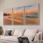 Imagem de Quadro Decorativo Kit Praia Pôr do Sol 55x40 Com Vidros 