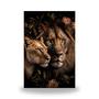 Imagem de Quadro Decorativo Leão Leoa Casal Flores Sala Quarto 1 peça Grande ou Pequeno
