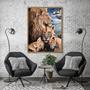 Imagem de Quadro Decorativo Leão Leoa e Filhotes Animal 005 40x60