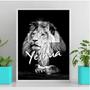Imagem de Quadro decorativo leão yeshua 33x24cm - Moldura branca