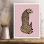 Imagem de Quadro Decorativo Leopardo Fundo Rosa 45X34Cm