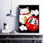 Imagem de Quadro Decorativo Maneki Neko E Daruma 24X18Cm - Com Vidro