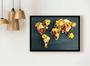 Imagem de Quadro Decorativo Mapa Artístico Abstrato Flores Salas Escritórios Lojas Quartos Com Moldura RC045