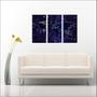 Imagem de Quadro Decorativo Mapa Mundo Estrelas Espaço Salas Quartos Com 3 peças Com Moldura