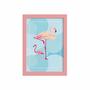 Imagem de Quadro Decorativo MDF Flamingos e Círculos Moldura Rosa 22x32cm