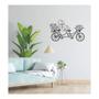 Imagem de Quadro Decorativo Mdf Preto Bicicleta Floral 40X20Cm