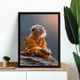 Imagem de Quadro Decorativo Meditação - Macaquinho 45x34cm - com vidro