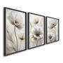 Imagem de Quadro Decorativo Modelo Floral II com 3 Telas de Parede para Sala Quarto Escritório