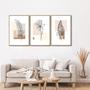 Imagem de Quadro Decorativo Modelo Floral Iv com 3 Telas de Parede para Sala Quarto Escritório 60cm X 90cm Branco