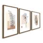 Imagem de Quadro Decorativo Modelo Floral Iv com 3 Telas de Parede para Sala Quarto Escritório 60cm X 90cm Branco