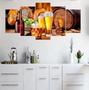 Imagem de Quadro decorativo mosaico 5 peças churrasco cerveja para sala de jantar área do churrasco cozinha