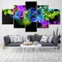 Imagem de Quadro Decorativo Mosaico De 5 Peças Flores Hibisco Neon