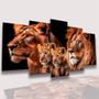 Imagem de Quadro Decorativo Mosaico Leões com 2 filhotes