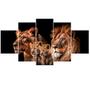 Imagem de Quadro Decorativo Mosaico Leões com 2 filhotes