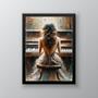 Imagem de Quadro Decorativo Mulher Tocando Piano 24x18cm - com vidro