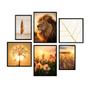 Imagem de Quadro Decorativo Paisagem e Leão Conjunto com 6 telas 20x30 30x30 e 30x40 de Parede para Sala Quarto Escritório