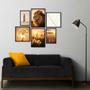 Imagem de Quadro Decorativo Paisagem e Leão Conjunto com 6 telas 20x30 30x30 e 30x40 de Parede para Sala Quarto Escritório