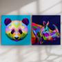 Imagem de Quadro Decorativo Panda e Rinoceronte Kit 2 Quadros