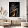 Imagem de Quadro Decorativo Para Sala Quarto Hall Mulher Studio arte Chapeu Dourado Preto