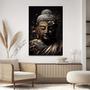 Imagem de Quadro Decorativo Para Sala Quarto  Hall Tela vertical Grande Buda Preto Dourado Arte